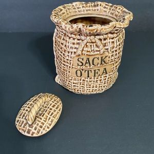 Lefton Vintage Tea Canister Sack O’ Tea Original Sticker